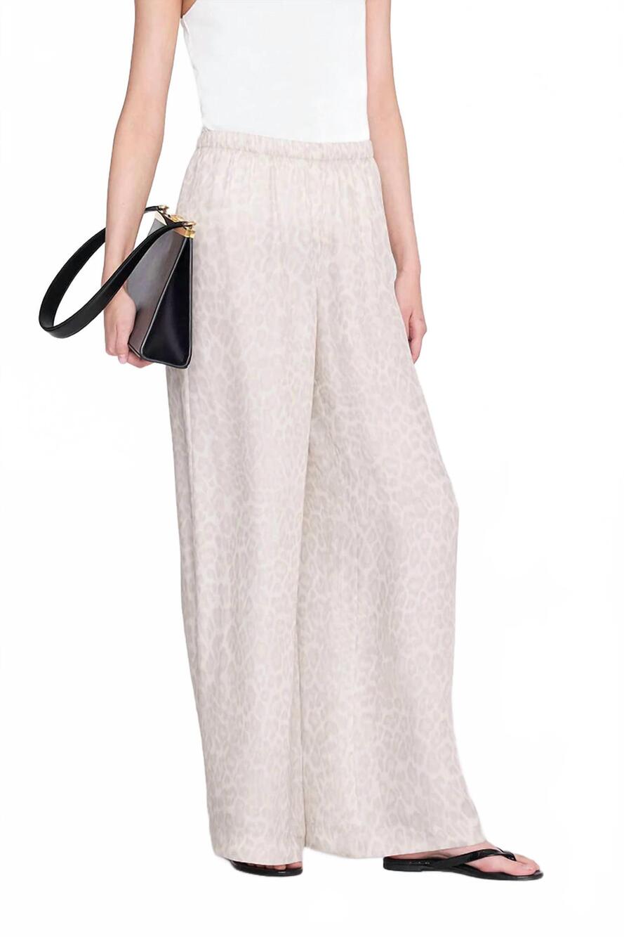 NEW ANINE BING roslyn pant in white leopard